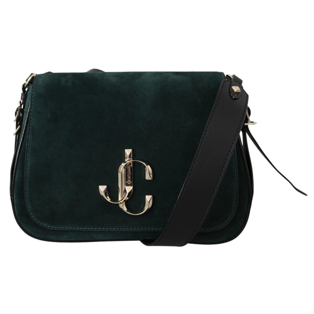 JIMMY CHOO Varenne Dark Green/Black Leather Shoulder Bag - Picture 1 of 8